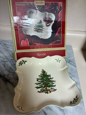 Spode Christmas Tree Devonia Tray - Cream and Green
